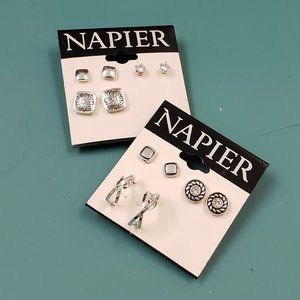 Napier Earring Bundle, 6 small pierced post silver fashion earrings, NWT
